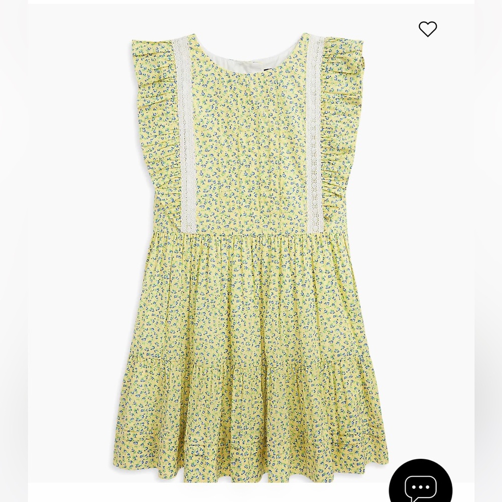 Polo by Ralph Lauren Yellow Floral Ruffle Dress with Lace Trim